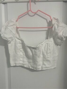 White Puff Sleeve Crop Top - Wilfred